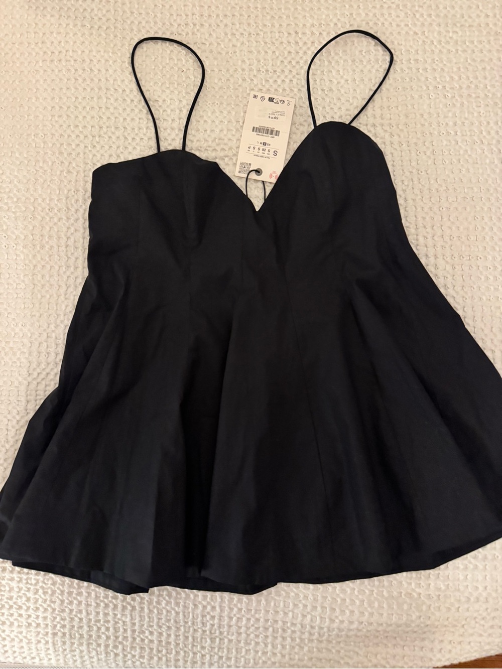 Zara Black Spaghetti Strap Peplum Top - Women